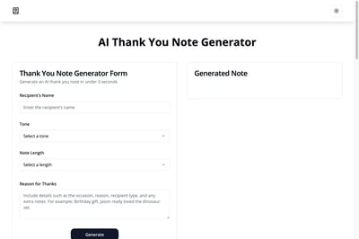 AI Thank You Note Generator preview